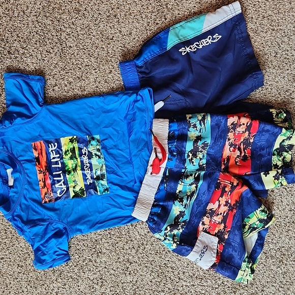 Skechers Other - Skechers Kids Blue 'Cali Life' Swim Set - Rash Guard & Trunks